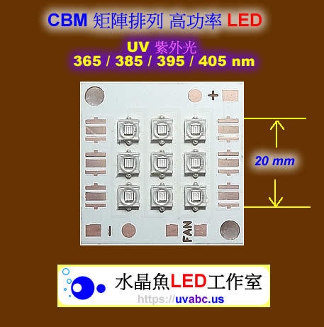 工業級 CBM 極致版 UV LED紫外燈 (UVA 365/385/395/405nm)面光源 【水晶魚LED工作室】