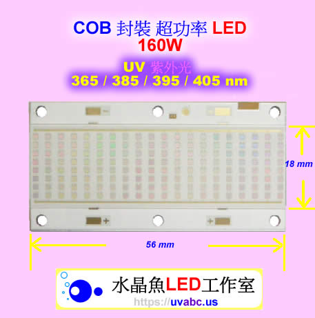 氣冷式 UV 160瓦 工控可調式 超功率 UV LED紫外燈 (UVA 365/385/395/405nm)-3D列印表機固化/油墨固化