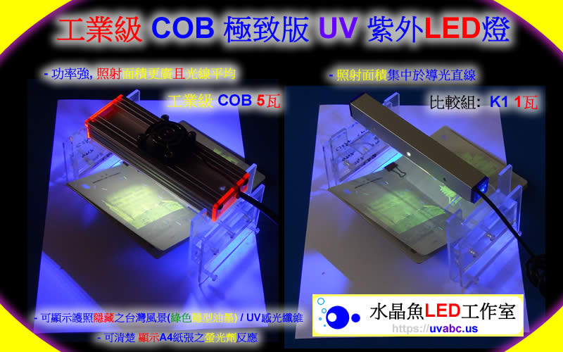 工業級 COB 極致版 UV LED紫外燈 (UVA 365nm) 工業檢測鑑識/可固化UV膠(硬化型樹脂)/LOCA水膠(液態光學膠)貼合/螢光劑測試-【水晶魚LED工作室】