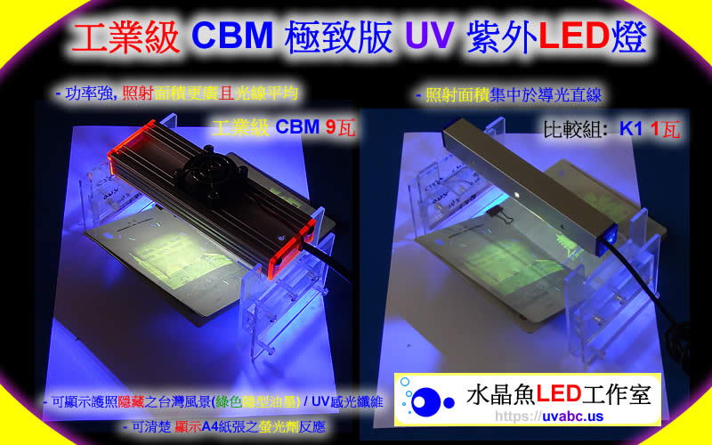 工業級 CBM 極致版 UV LED紫外燈 UV固化燈 (UVA 365nm) 工業檢測鑑識/可固化UV膠(硬化型樹脂)/LOCA水膠(液態光學膠)貼合/螢光劑測試-【水晶魚LED工作室】