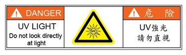警告標語-UV LED紫外燈 (UVA 365/385/395/405nm)