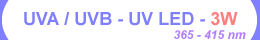 High power Ultraviolet (UV) LED chips 3W ( emitter packing )( 365nm - 415nm ) - Chingtek.net