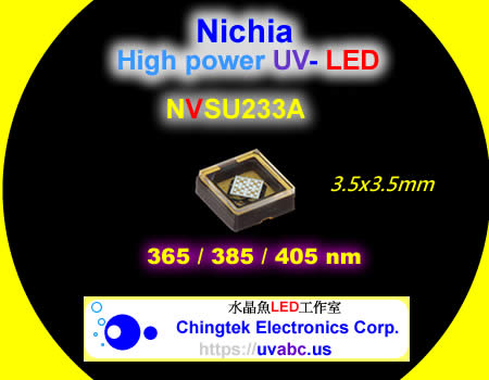 Technology - UV LED ultraviolet light module/lamp - Industrial Pro. Nichia 233A Series  (UVA 365/375/385/395/405nm)