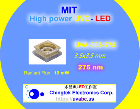 Technology - UVC deep UV LED ultraviolet light Handheld module/lamp - Industrial Pro. MIT Series  (UVC 275 nm) For Industrial Diagnostic & Inspection / Fluorescence check - Chingtek.net