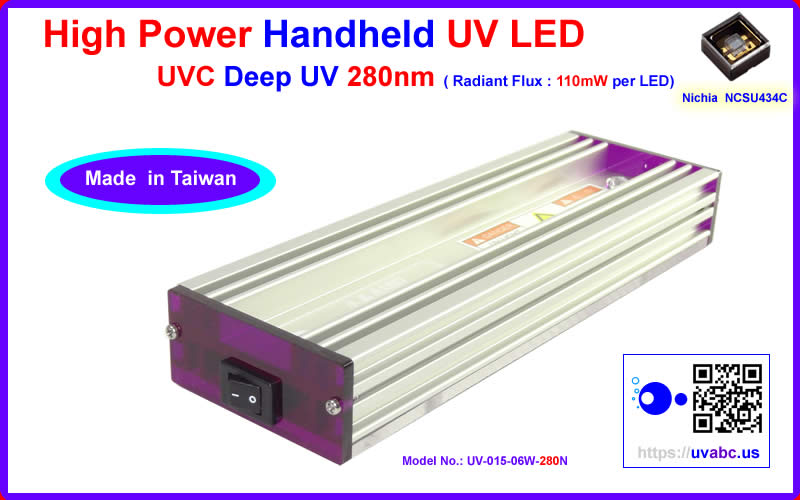 UVC deep UV LED ultraviolet light Handheld module/lamp - Industrial Pro. Nichia Series (UVC 280 nm) For disinfection/sterilization, protein analysis, DNA sequencing, drug discovery, optical Imaging and sensing of inks, dyes and markers. - UV.Chingtek.net