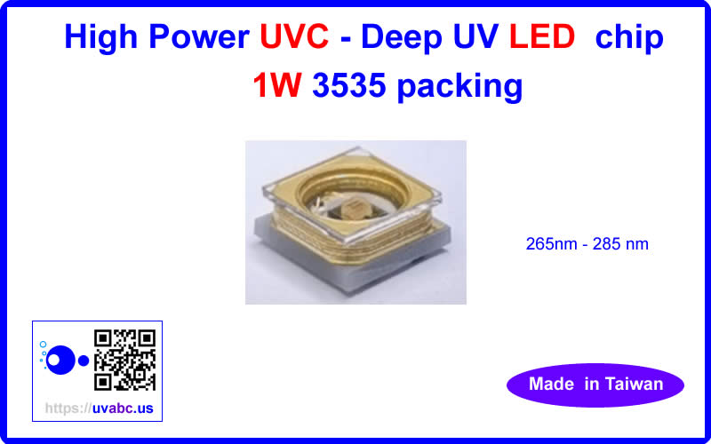 High power UVC - Deep UV LED chips 1W ( 3535 packing )( 265nm - 285nm ) - Chingtek.net